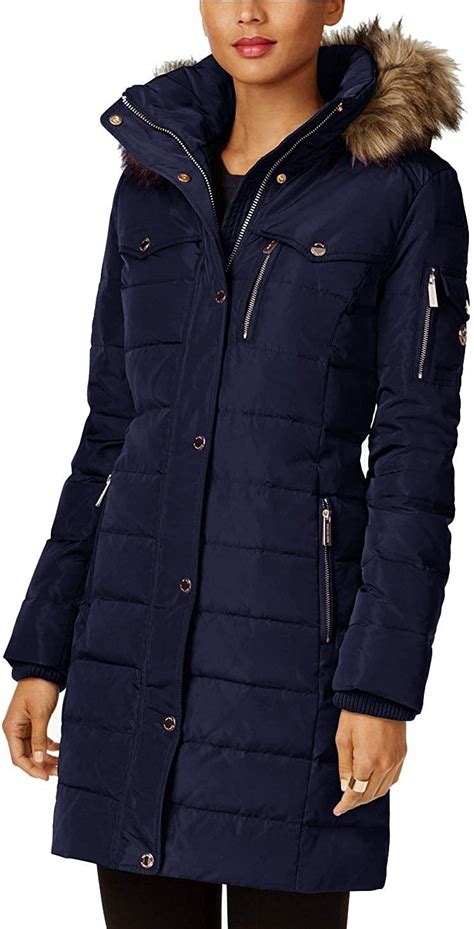 michael kors mantel navy|Michael Kors puffer jacket.